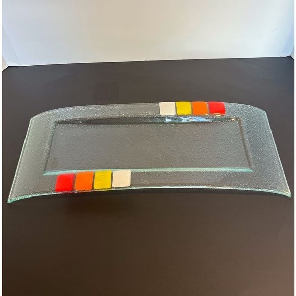 Retro Multi Color Glass Arched Serving Platter - Picture 1 of 14